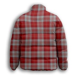 ScotsTee Shop Scottish Menzies 3 Premium Tartan Collar Down Jacket Winter White Duck Down Plaid