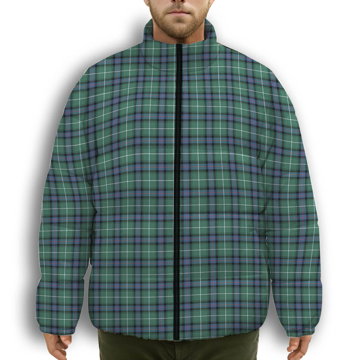 ScotsTee Shop Scottish MacDonald of the Isles Hunting Ancient Premium Tartan Collar Down Jacket Winter White Duck Down Plaid