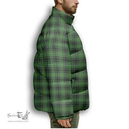 ScotsTee Shop Scottish MacIver Hunting Ancient Premium Tartan Collar Down Jacket Winter White Duck Down Plaid