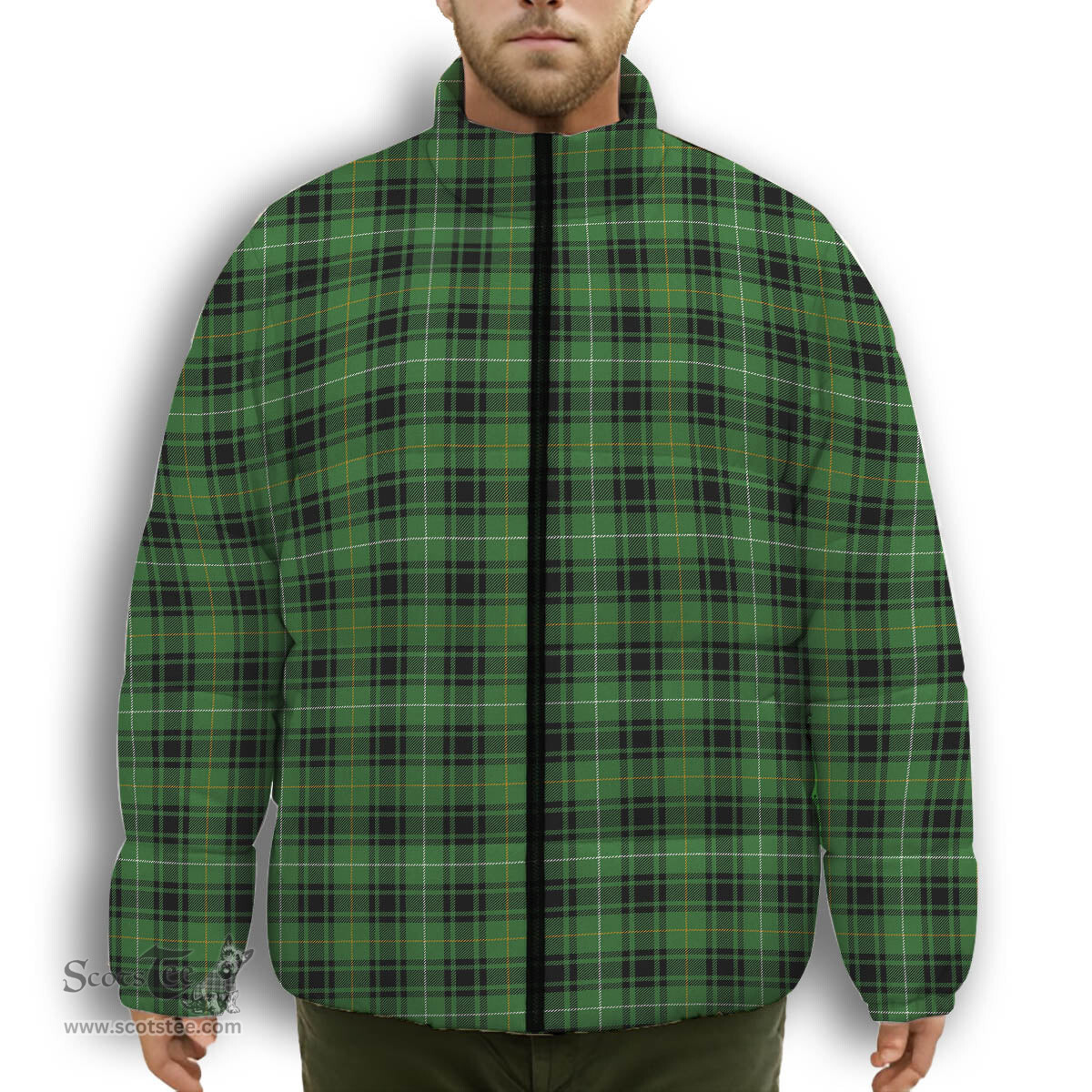ScotsTee Shop Scottish MacIver Hunting Ancient Premium Tartan Collar Down Jacket Winter White Duck Down Plaid