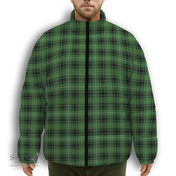 ScotsTee Shop Scottish MacIver Hunting Ancient Premium Tartan Collar Down Jacket Winter White Duck Down Plaid