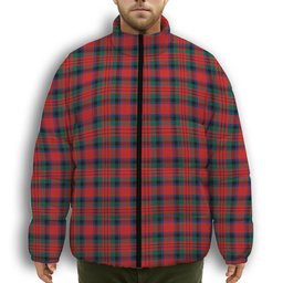 ScotsTee Shop Scottish MacDuff Modern Premium Tartan Collar Down Jacket Winter White Duck Down Plaid