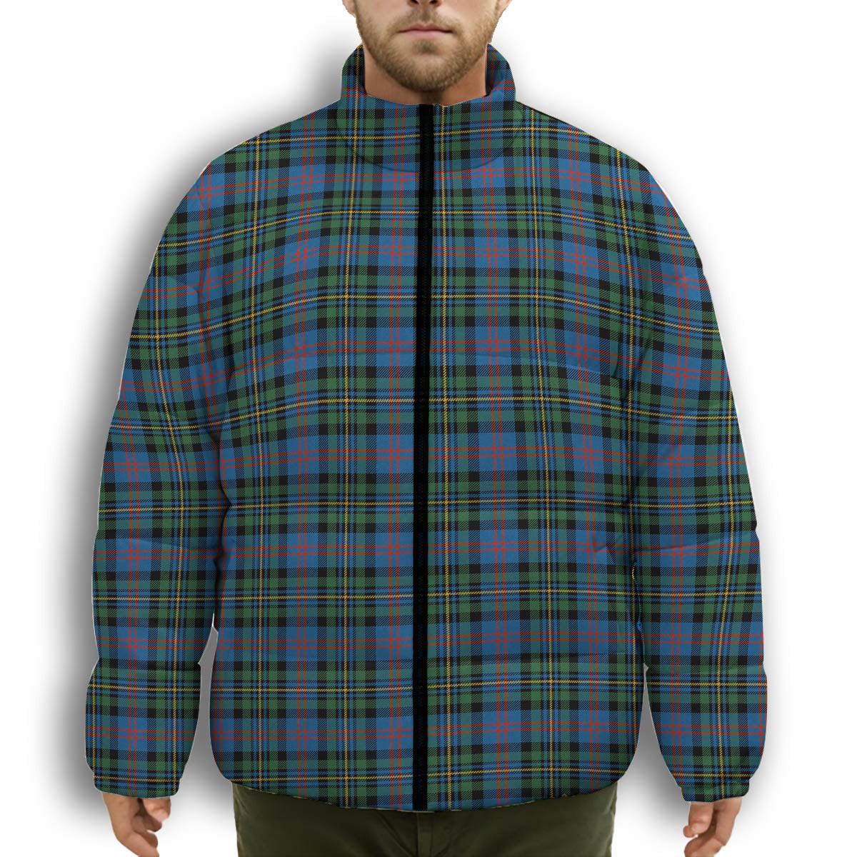 ScotsTee Shop Scottish MacCallum of Berwick Ancient Premium Tartan Collar Down Jacket Winter White Duck Down Plaid