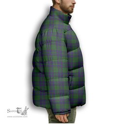 ScotsTee Shop Scottish Lockhart Modern Premium Tartan Collar Down Jacket Winter White Duck Down Plaid
