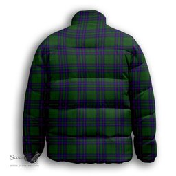 ScotsTee Shop Scottish Lockhart Modern Premium Tartan Collar Down Jacket Winter White Duck Down Plaid