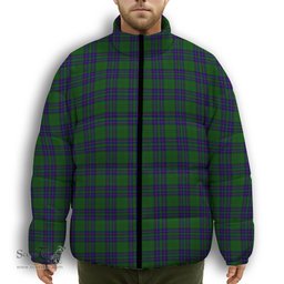 ScotsTee Shop Scottish Lockhart Modern Premium Tartan Collar Down Jacket Winter White Duck Down Plaid