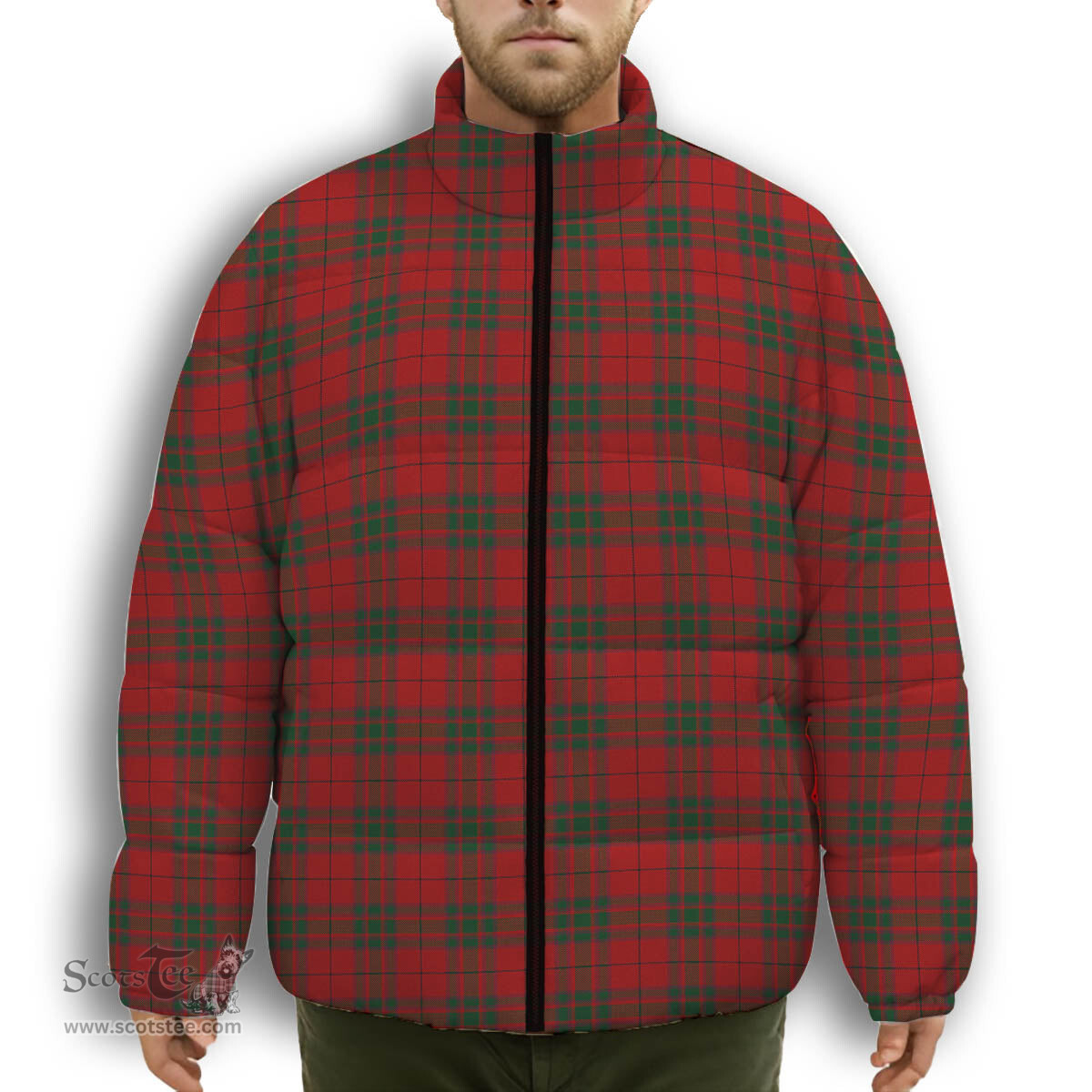 ScotsTee Shop Scottish MacNab Premium Tartan Collar Down Jacket Winter White Duck Down Plaid