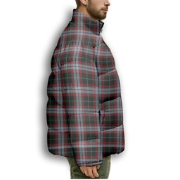 ScotsTee Shop Scottish Lindsay Hunting Ancient Premium Tartan Collar Down Jacket Winter White Duck Down Plaid