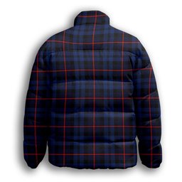 ScotsTee Shop Scottish MacCorquodale Modern Premium Tartan Collar Down Jacket Winter White Duck Down Plaid