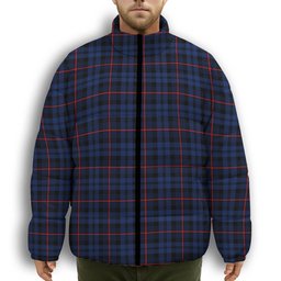 ScotsTee Shop Scottish MacCorquodale Modern Premium Tartan Collar Down Jacket Winter White Duck Down Plaid