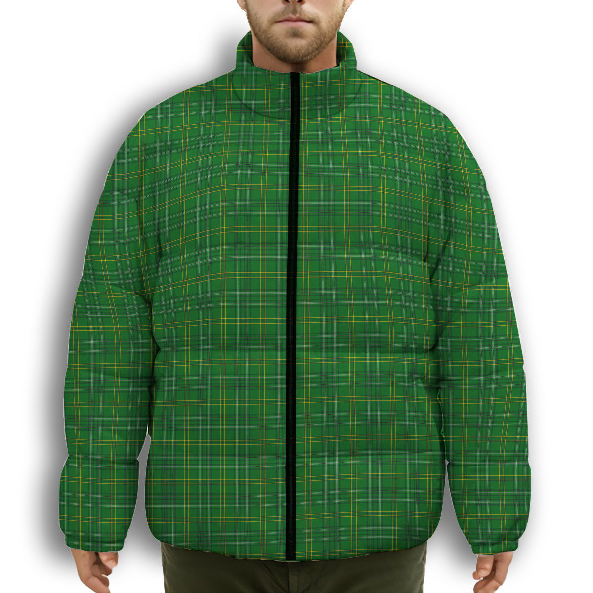 ScotsTee Shop Scottish Wexford County SC Premium Tartan Collar Down Jacket Winter White Duck Down Plaid
