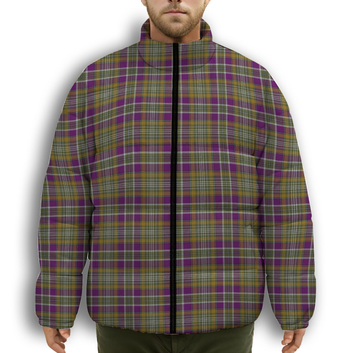 ScotsTee Shop Scottish Wexford County, Crest Range Premium Tartan Collar Down Jacket Winter White Duck Down Plaid