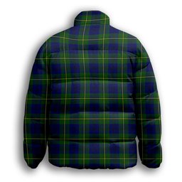 ScotsTee Shop Scottish Johnston of Caskieben Modern Premium Tartan Collar Down Jacket Winter White Duck Down Plaid
