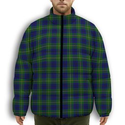 ScotsTee Shop Scottish Johnston of Caskieben Modern Premium Tartan Collar Down Jacket Winter White Duck Down Plaid