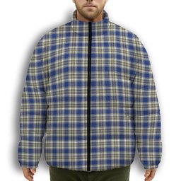 ScotsTee Shop Scottish Livingstone Dress Modern Premium Tartan Collar Down Jacket Winter White Duck Down Plaid