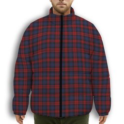 ScotsTee Shop Scottish MacLachlan Premium Tartan Collar Down Jacket Winter White Duck Down Plaid