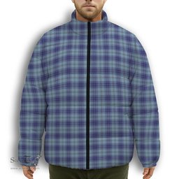 ScotsTee Shop Scottish Traynor Premium Tartan Collar Down Jacket Winter White Duck Down Plaid
