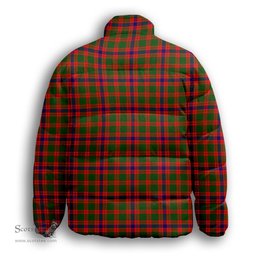 ScotsTee Shop Scottish Kinninmont Premium Tartan Collar Down Jacket Winter White Duck Down Plaid