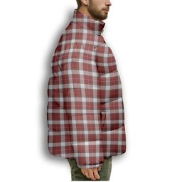 ScotsTee Shop Scottish MacPhee Dress Ancient Premium Tartan Collar Down Jacket Winter White Duck Down Plaid