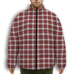ScotsTee Shop Scottish MacPhee Dress Ancient Premium Tartan Collar Down Jacket Winter White Duck Down Plaid
