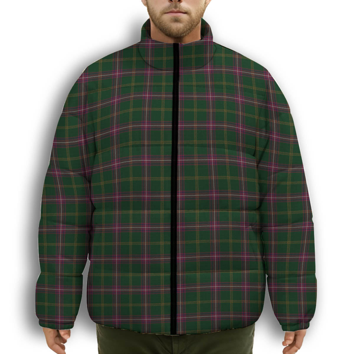 ScotsTee Shop Scottish Hall from Springbrook and Newtown Premium Tartan Collar Down Jacket Winter White Duck Down Plaid