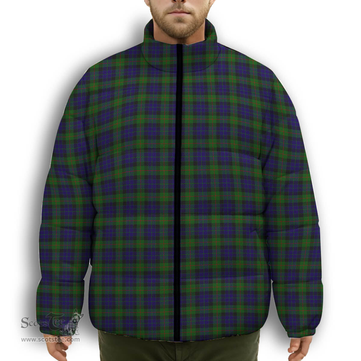 ScotsTee Shop Scottish Gunn Premium Tartan Collar Down Jacket Winter White Duck Down Plaid