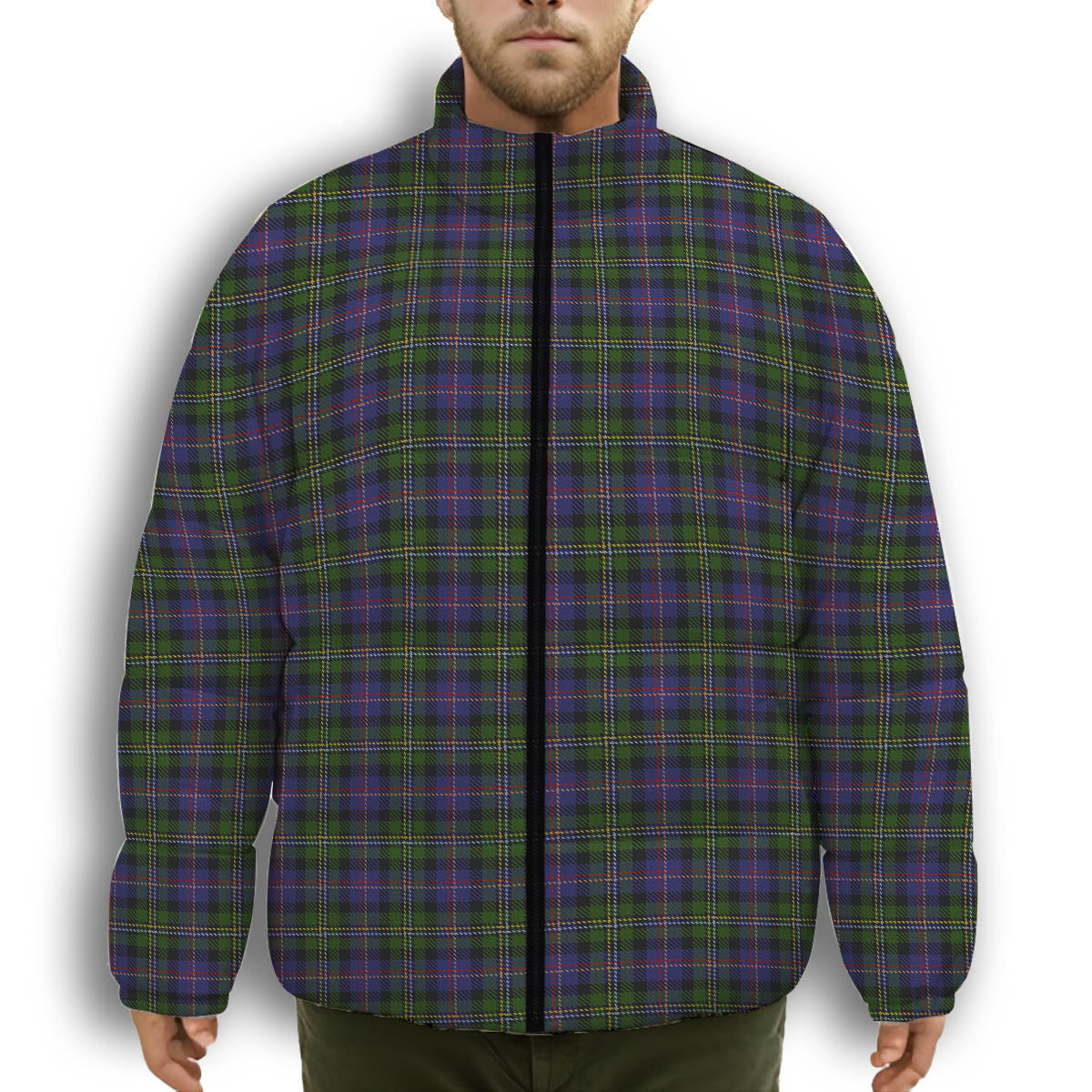 ScotsTee Shop Scottish Malcolm 1840 Premium Tartan Collar Down Jacket Winter White Duck Down Plaid