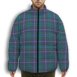 ScotsTee Shop Scottish Troup Premium Tartan Collar Down Jacket Winter White Duck Down Plaid