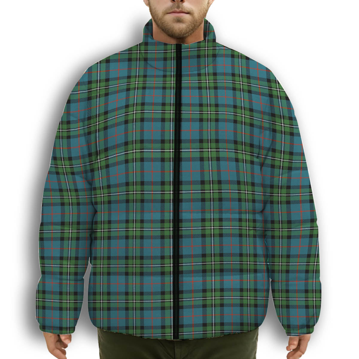 ScotsTee Shop Scottish McPhail Hunting Ancient Premium Tartan Collar Down Jacket Winter White Duck Down Plaid
