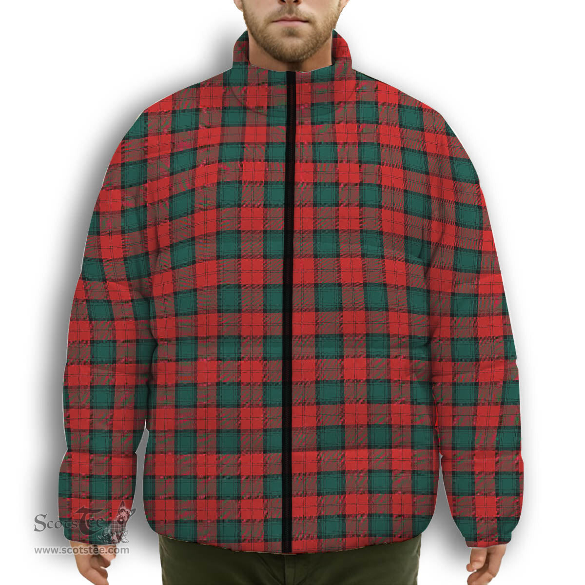 ScotsTee Shop Scottish Stewart of Atholl Modern Premium Tartan Collar Down Jacket Winter White Duck Down Plaid