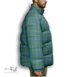 ScotsTee Shop Scottish Hay Hunting Modern Premium Tartan Collar Down Jacket Winter White Duck Down Plaid