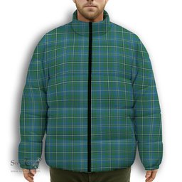 ScotsTee Shop Scottish Hay Hunting Modern Premium Tartan Collar Down Jacket Winter White Duck Down Plaid