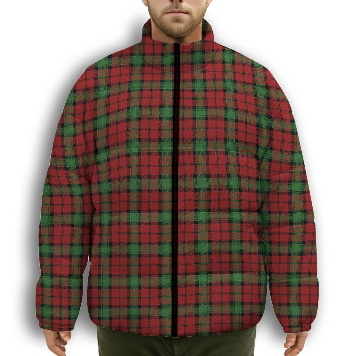 ScotsTee Shop Scottish Kerr Ancient Clan Premium Tartan Collar Down Jacket Winter White Duck Down Plaid