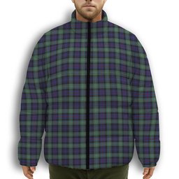 ScotsTee Shop Scottish McKenzie Hunting Green Premium Tartan Collar Down Jacket Winter White Duck Down Plaid