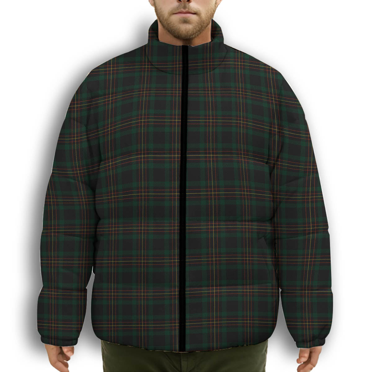ScotsTee Shop Scottish Kalkofen Premium Tartan Collar Down Jacket Winter White Duck Down Plaid