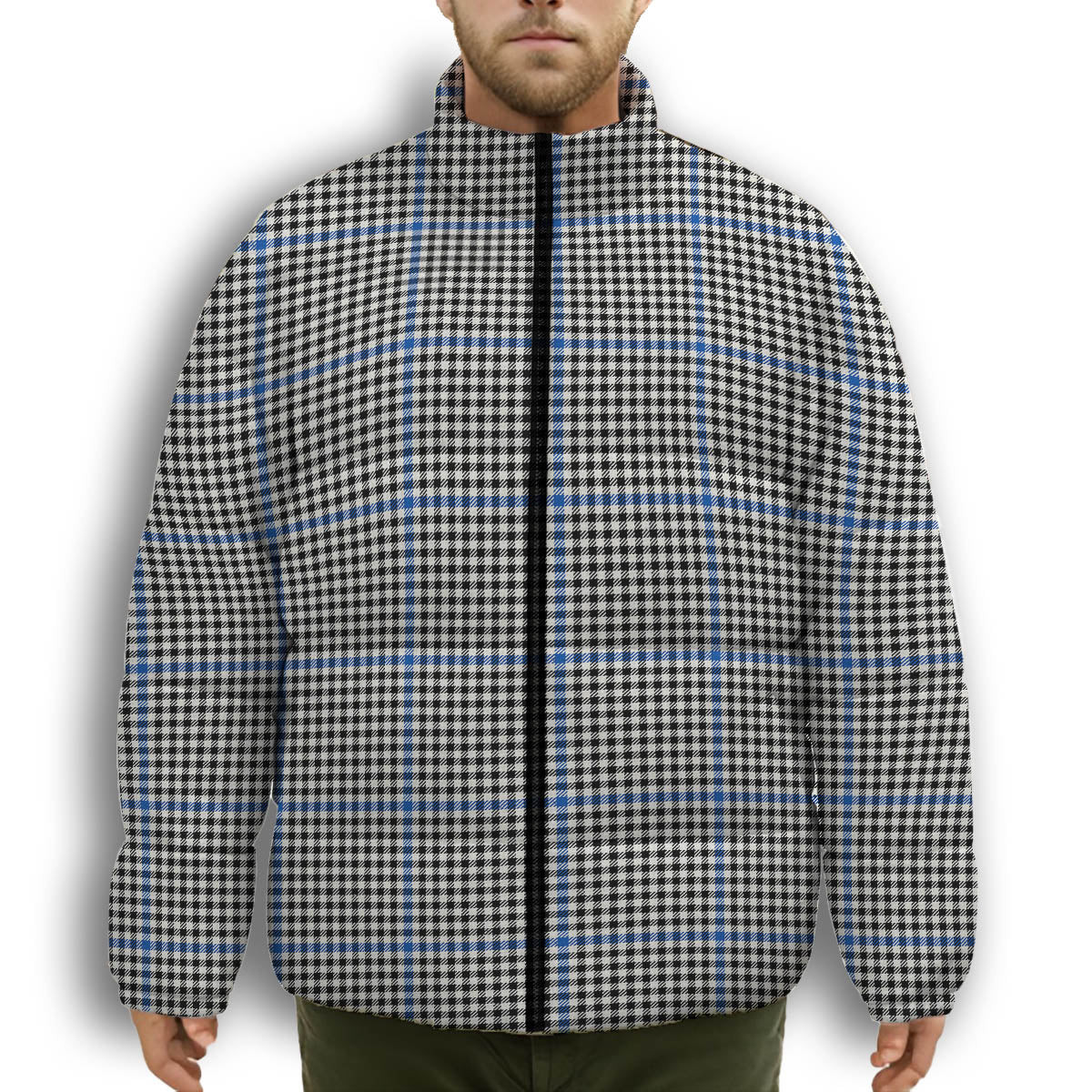 ScotsTee Shop Scottish Haig Modern Premium Tartan Collar Down Jacket Winter White Duck Down Plaid