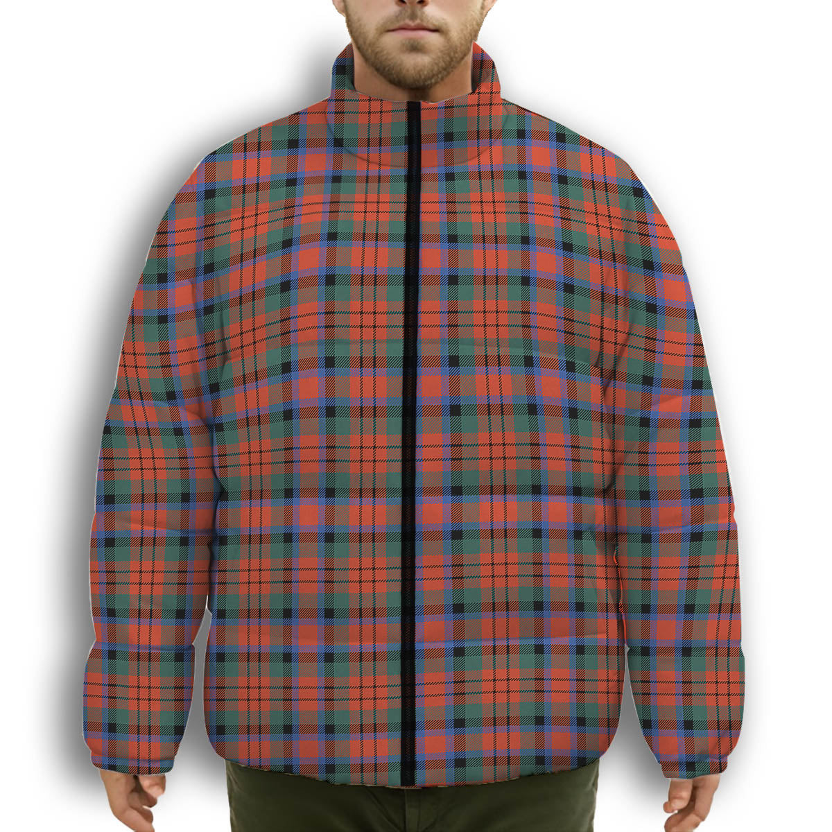 ScotsTee Shop Scottish McDuff Ancient Premium Tartan Collar Down Jacket Winter White Duck Down Plaid
