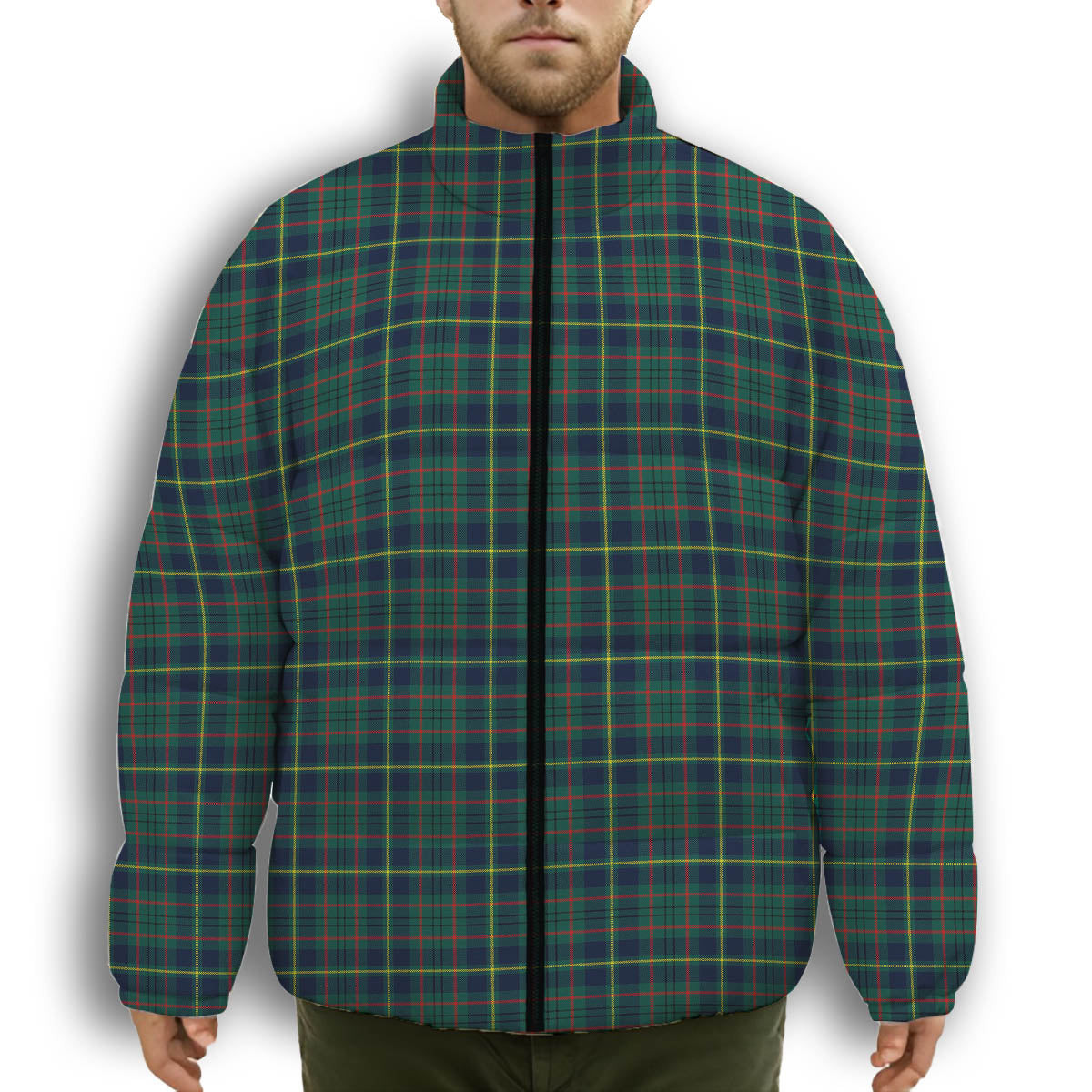 ScotsTee Shop Scottish Taylor Modern Premium Tartan Collar Down Jacket Winter White Duck Down Plaid