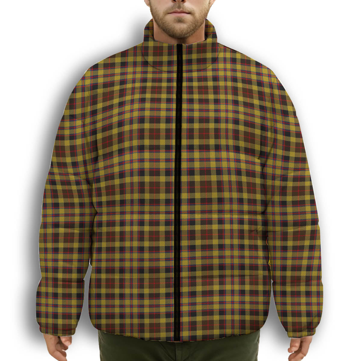 ScotsTee Shop Scottish Jardine Premium Tartan Collar Down Jacket Winter White Duck Down Plaid