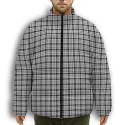 ScotsTee Shop Scottish Wallace Dress Premium Tartan Collar Down Jacket Winter White Duck Down Plaid