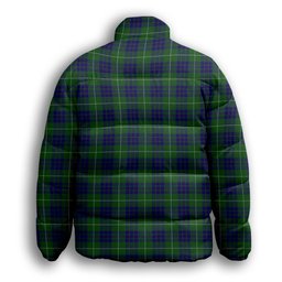 ScotsTee Shop Scottish Hamilton Green Hunting Premium Tartan Collar Down Jacket Winter White Duck Down Plaid