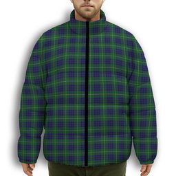 ScotsTee Shop Scottish Hamilton Green Hunting Premium Tartan Collar Down Jacket Winter White Duck Down Plaid
