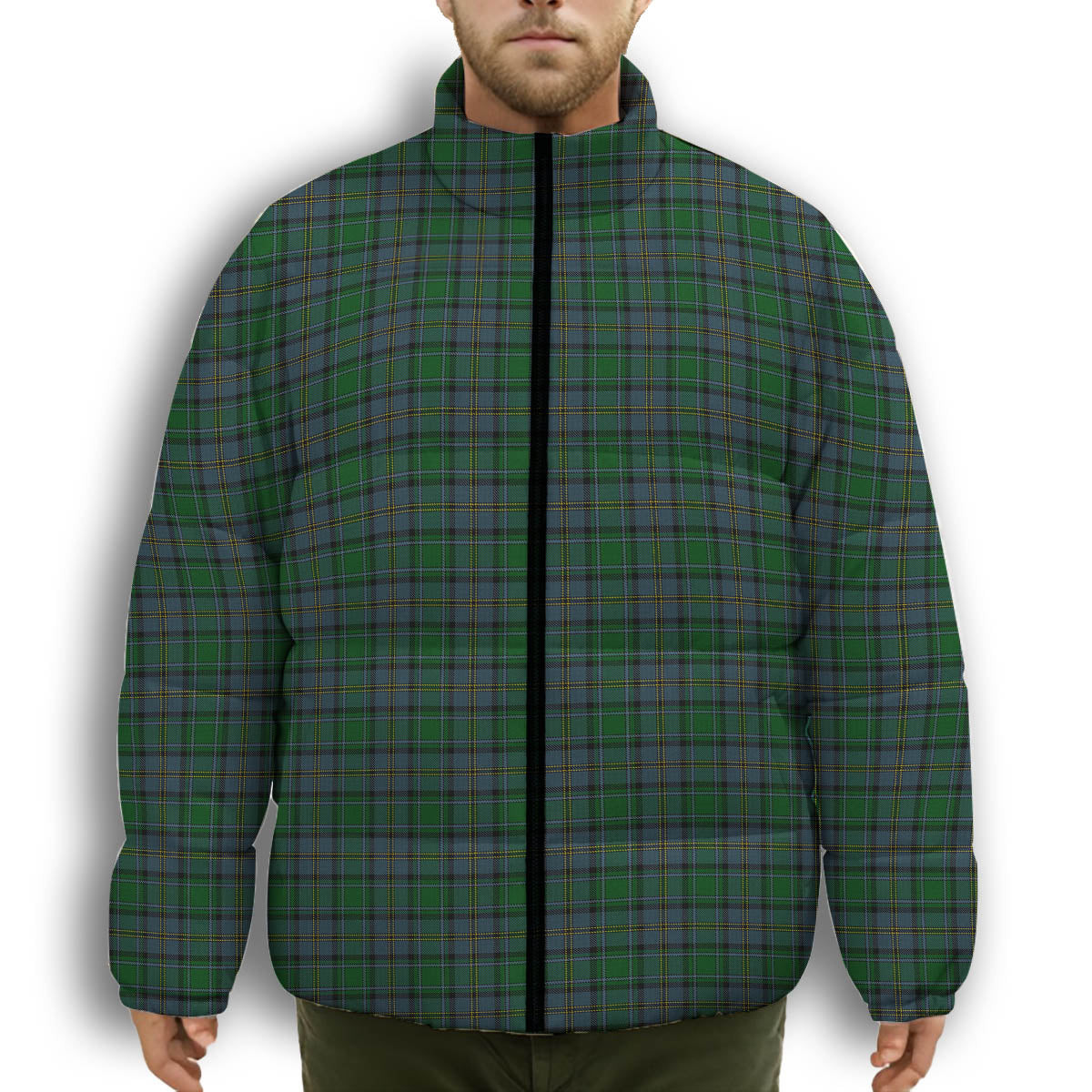 ScotsTee Shop Scottish Hope Vere Premium Tartan Collar Down Jacket Winter White Duck Down Plaid