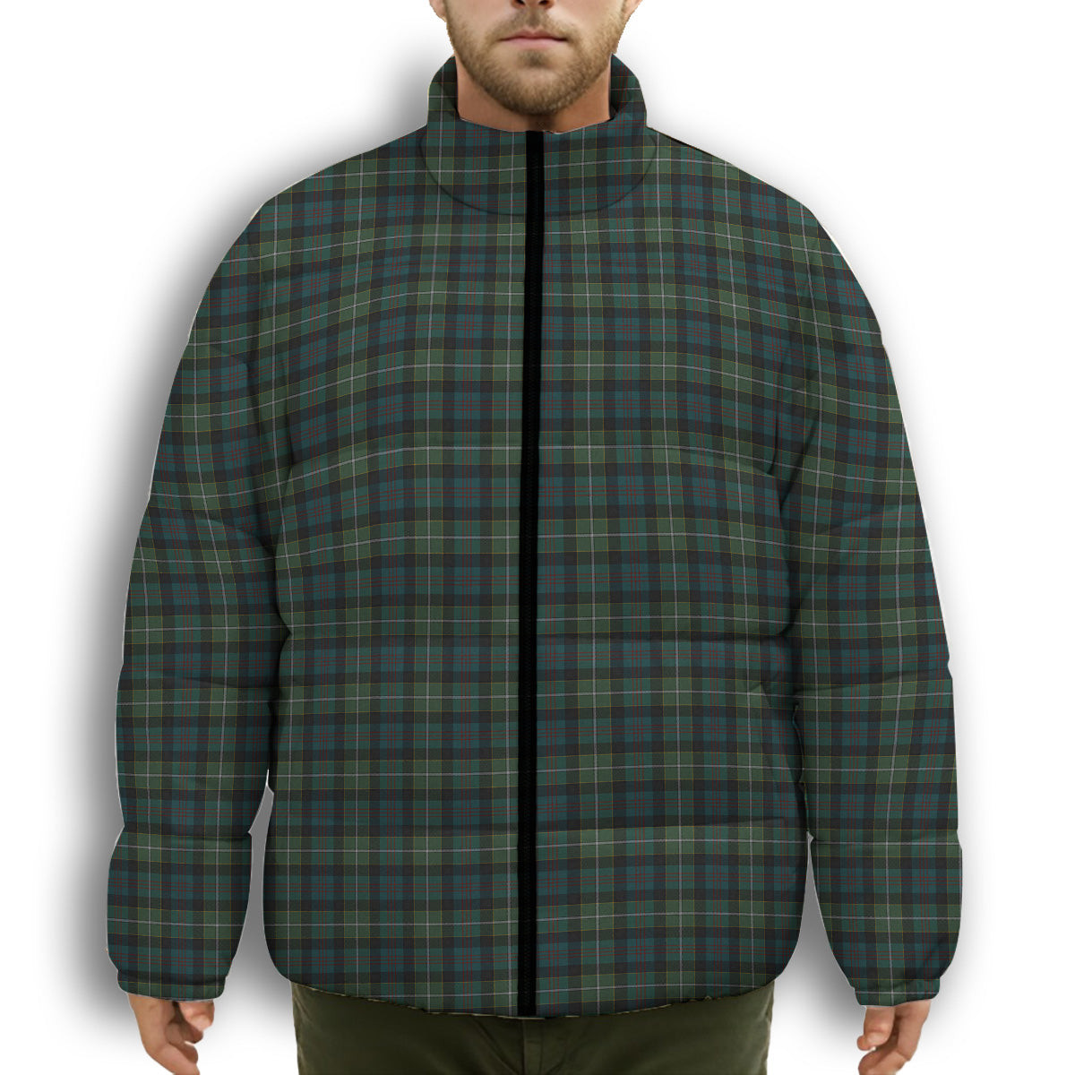 ScotsTee Shop Scottish Whitson Premium Tartan Collar Down Jacket Winter White Duck Down Plaid