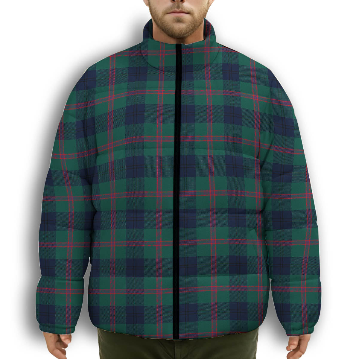 ScotsTee Shop Scottish Laurie (Lawrie) Modern Clan Premium Tartan Collar Down Jacket Winter White Duck Down Plaid