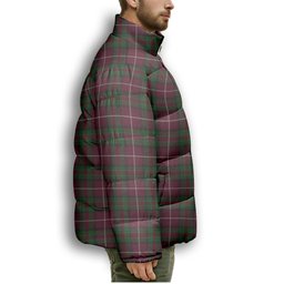 ScotsTee Shop Scottish Stewart of Bute Hunting Premium Tartan Collar Down Jacket Winter White Duck Down Plaid