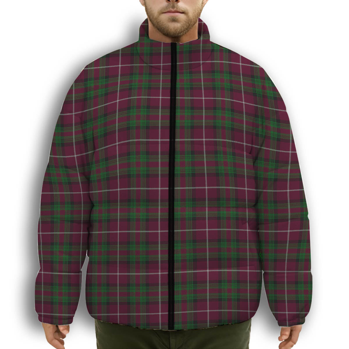 ScotsTee Shop Scottish Stewart of Bute Hunting Premium Tartan Collar Down Jacket Winter White Duck Down Plaid