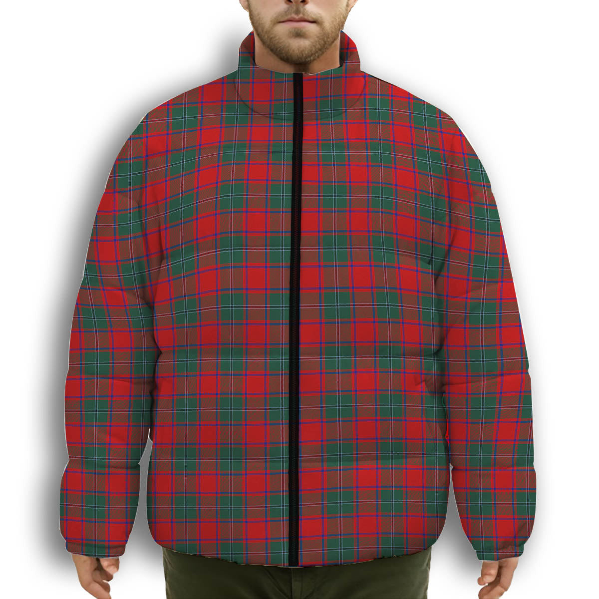 ScotsTee Shop Scottish MacPhail SC Premium Tartan Collar Down Jacket Winter White Duck Down Plaid
