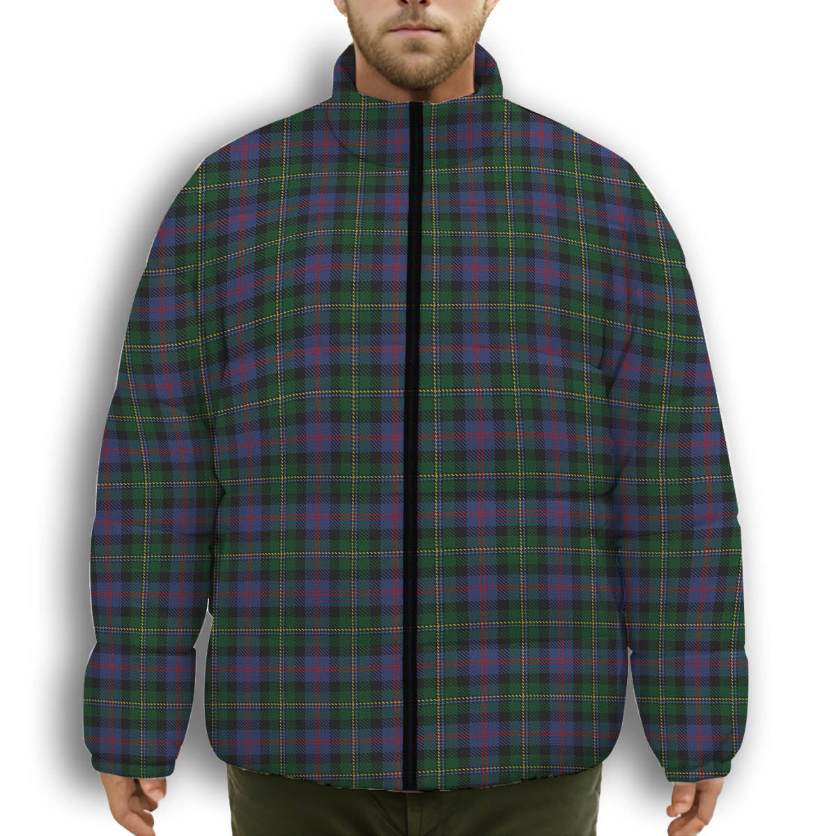 ScotsTee Shop Scottish Malcolm 2 Premium Tartan Collar Down Jacket Winter White Duck Down Plaid