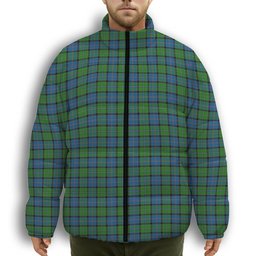 ScotsTee Shop Scottish Stirling Premium Tartan Collar Down Jacket Winter White Duck Down Plaid